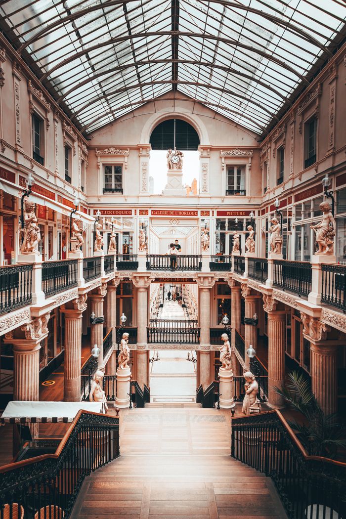 Beautiful architectural interior showcasing Passage Pommeraye with classical sculptures in Nantes, France.