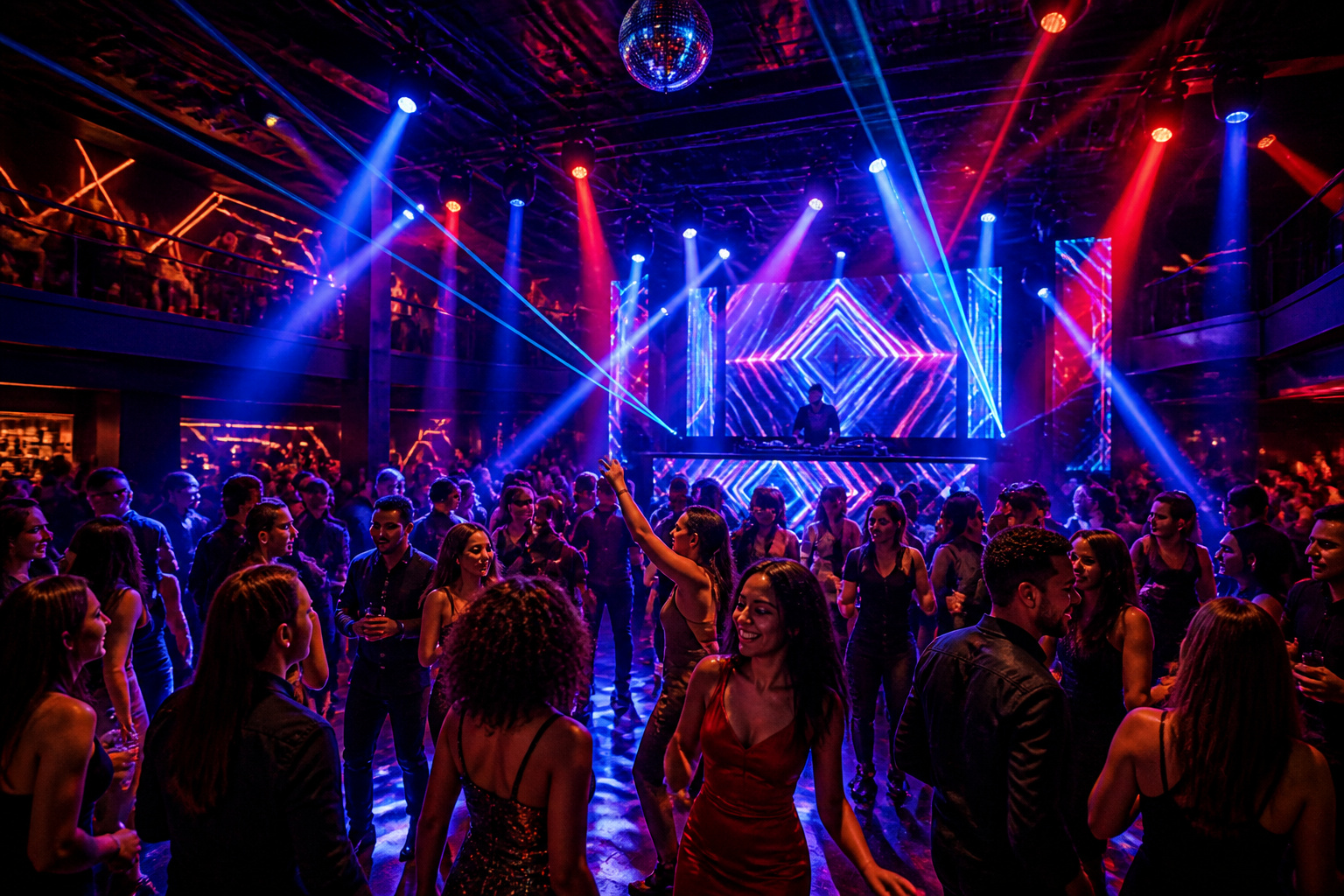 Nuit electrique dans une boite de nuit chic