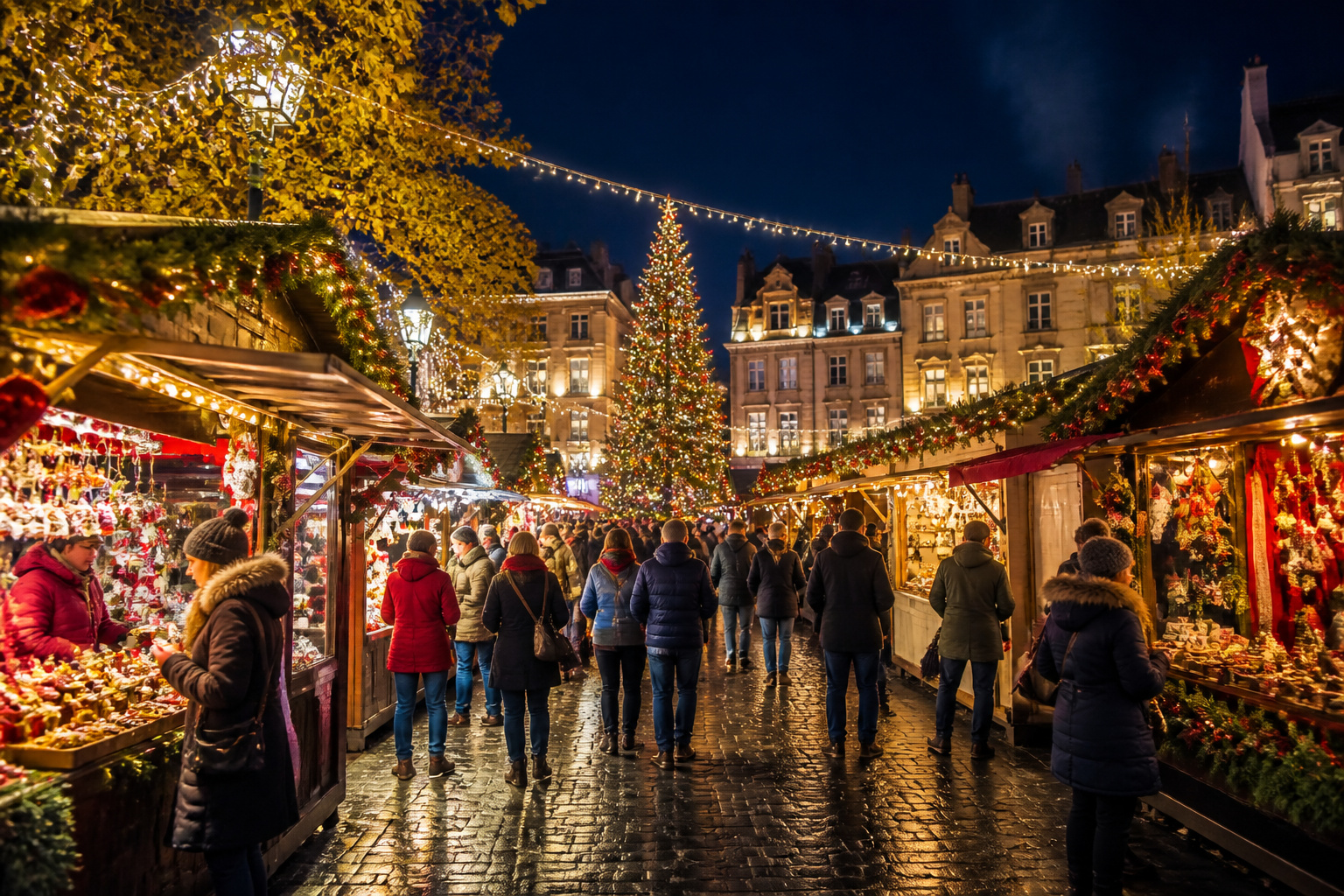 Marche de noel enchante la nuit